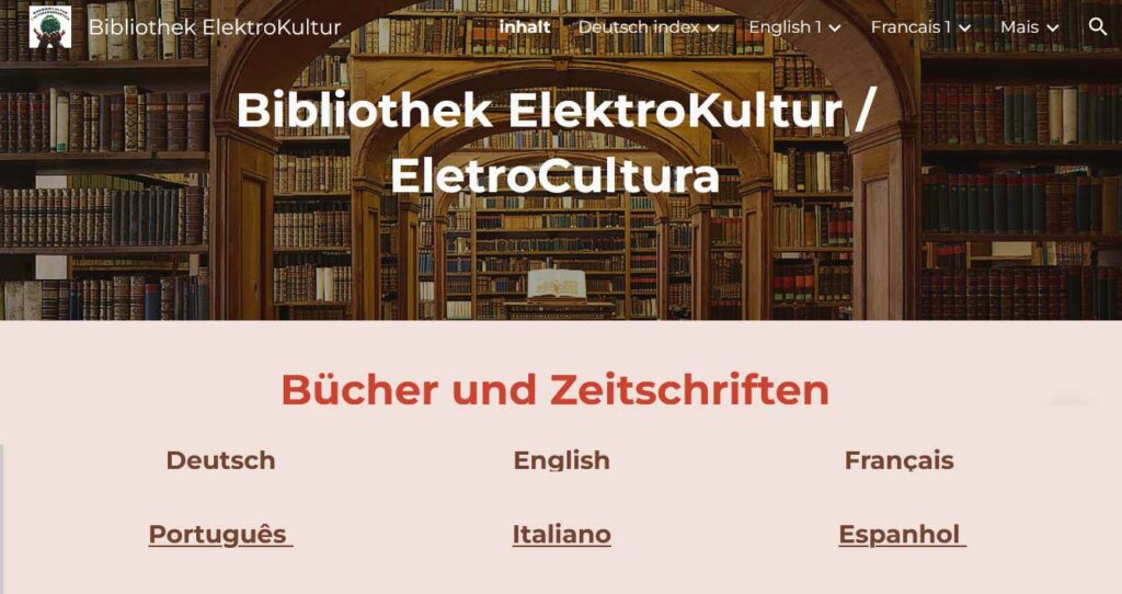 Bibliothek EnergieKultur - ElektroKultur uns Frequenz Anwendungen